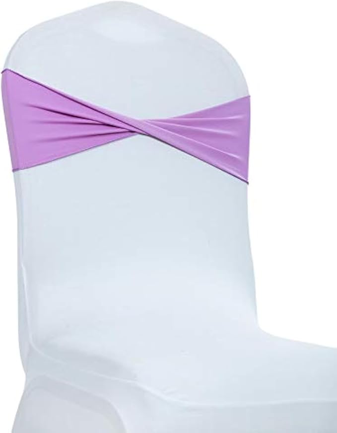 VDS Pack of 25 PCS | Light Purple | Spandex Chair Sashes Bows Without Buckle | by VDS