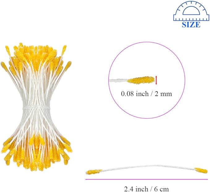 HAHIYO 700Pcs 2mm Yellow Double-Head Flower Stamen - Image 2