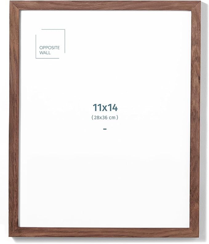 Opposite Wall - 11x14 in - Dark Solid Oak Wood Picture Frame - Lightweight by OppositeWall