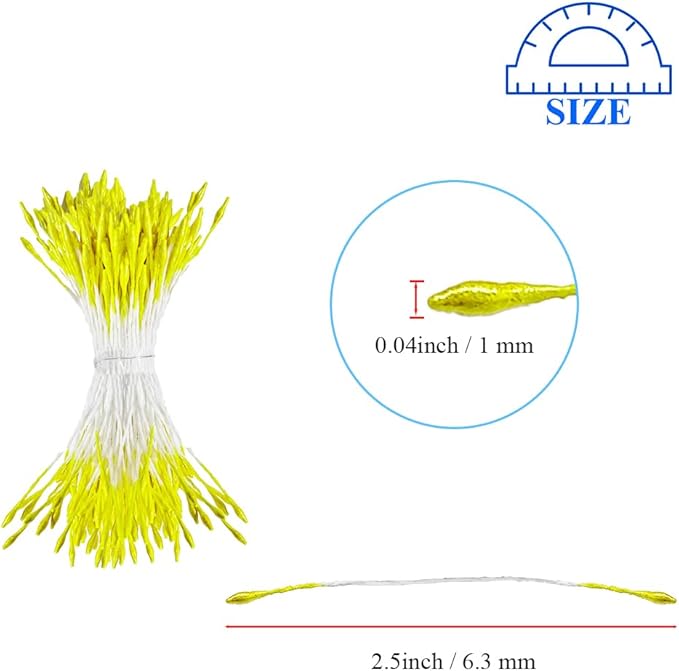 HAHIYO 1000Pcs 1mm Light Yellow Pearl Double Head Flower Pistil - Image 2