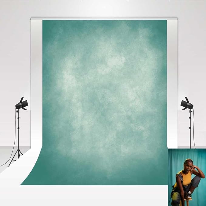 Kate Cyan Photography Backdrop Blue Green Abstract Portrait Headshot Background by KateBackdropforPhotography