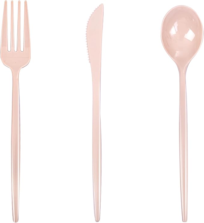 PULOTE 150PCS Pink Plastic Silverware by PULOTEpartywareWesupplyproductsandyouenjoylife