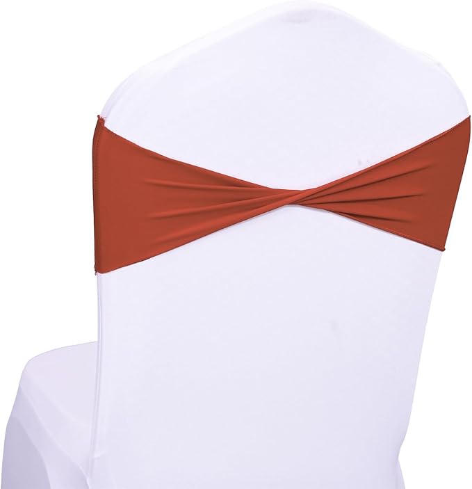 VDS Pack of 250 PCS | Terracotta | Spandex Chair Sashes Bows Without Buckle | by VDS