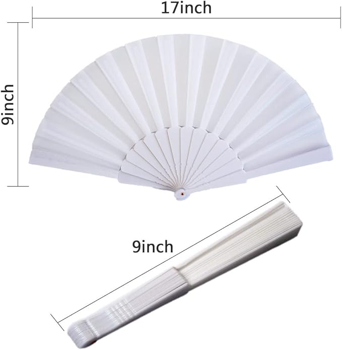 HUNANBANG 1 Dozen 12 Pieces Folding Hand Fans Church Wedding Gift, Party Favors - Image 2