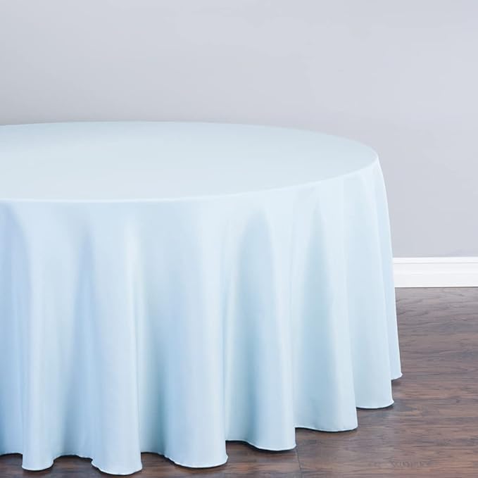 LTC LINENS Baby Blue Tablecloth 120 in Round - Image 2