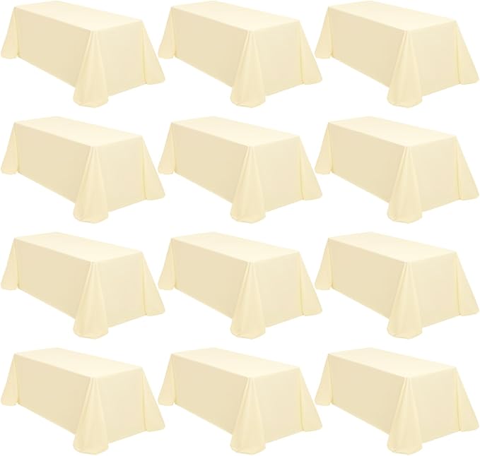 12 Packs 90 x 132 Inch Tablecloth, Washable Fabric TableCover by fani