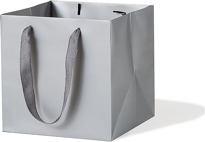 Silver Gray Square Gift Bag 12 in Paper Gift Box Large Square Bottom Kraft by L%C3%B3ngF%C3%A8ngCh%C3%A9ngXi%C3%A1ng