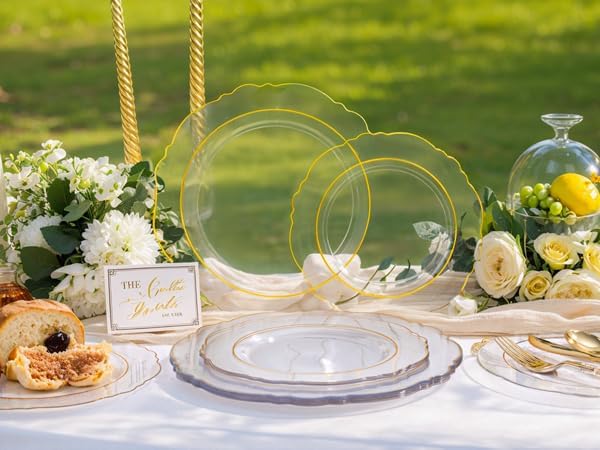Liacere 150PCS Clear Gold Plastic Plates - Image 7