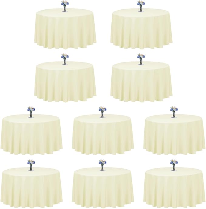 LTC LINENS 10 Pack 120 Inch Round Tablecloth Ivory by LTCLINENS
