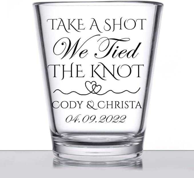 Personalized wedding shot glasses, take a shot we tied the knot, cute by BARCONIC