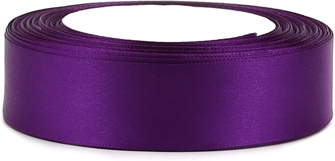 Purple Solid Satin Ribbon 1 Inch 25 Yards Solid Polyester Fabric Ribbon - Image 3