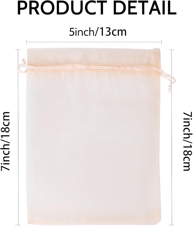 Wudygirl 100PCS Organza Bags Jewelry Bags Drawstring 5X7 Inch Favor Bags - Image 5