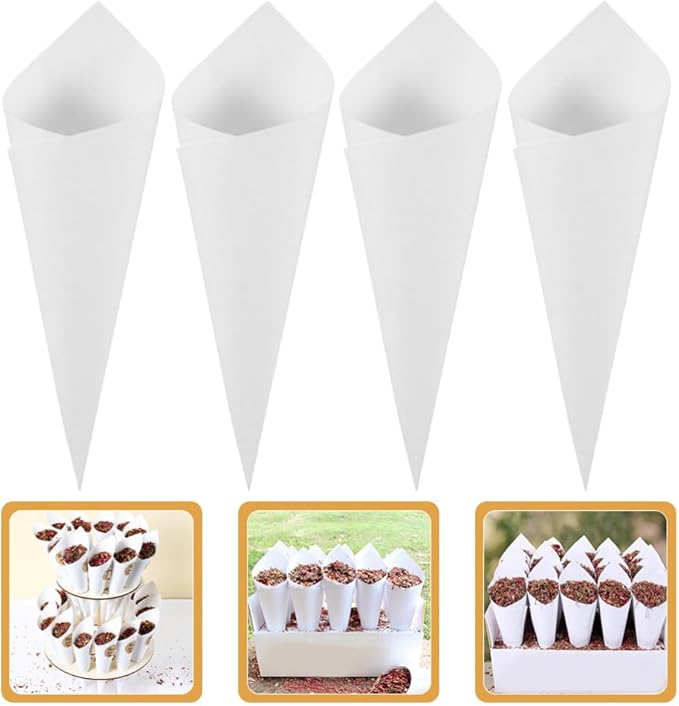 PRETYZOOM 60pcs Flower Cones Confetti Cones Rose Petal Candy Kraft Paper Cones - Image 9