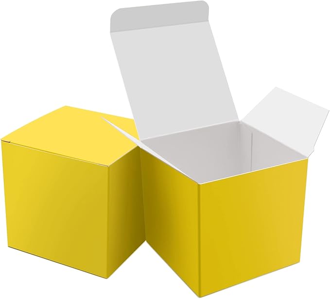 Oletx 25 Pcs Yellow Paper Gift Boxes, Small Candy Treat Boxes Bulk, Birthday by Oletx