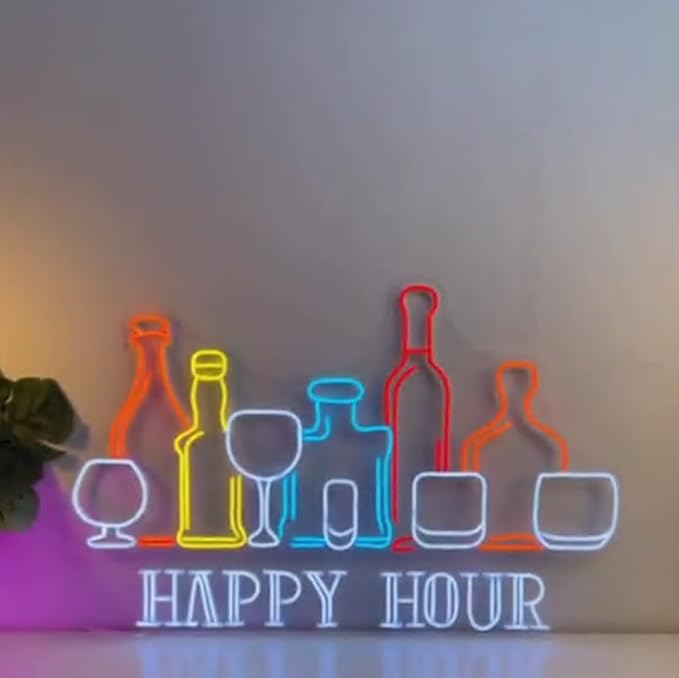 Happy Hour Wine Beer Neon Sign, Wine Bar Beer Pub Neon Sign, Custom Neon Sign - Image 3
