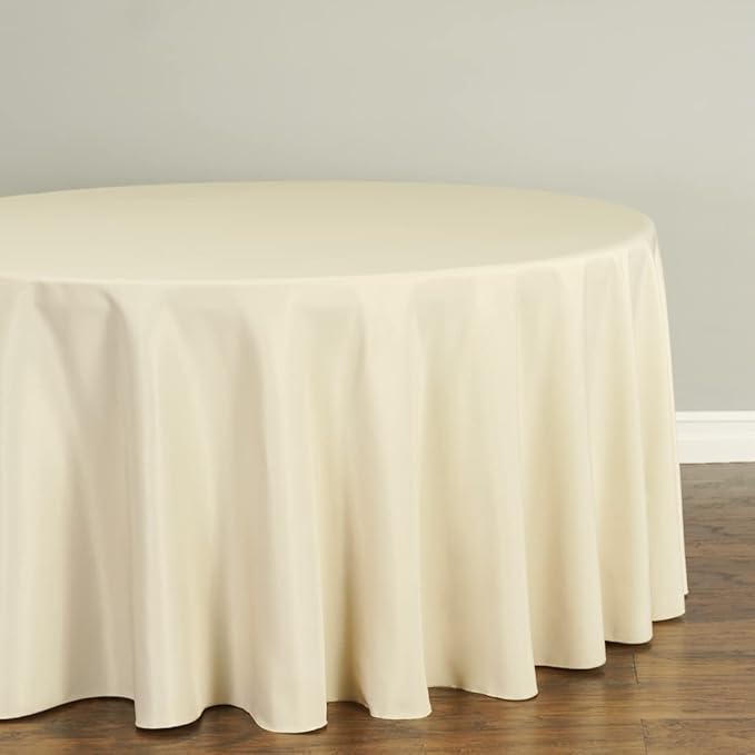 LTC LINENS 10 Pack 120 Inch Round Tablecloth Beige - Image 2