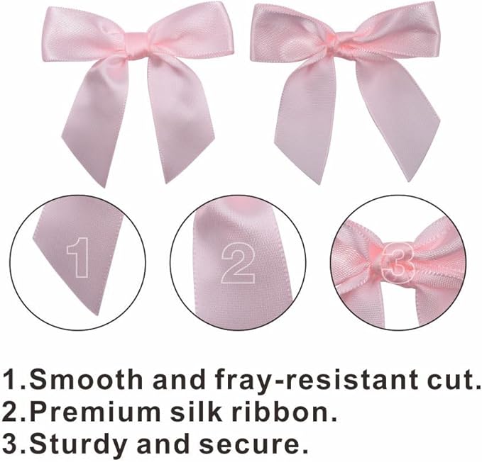 2.5" Hgzgch Light Pink Satin Ribbon Bow - Image 3