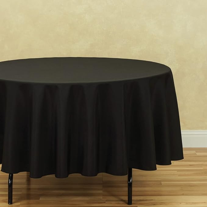 LTC LINENS 5 Pack 90 Inch Round Tablecloth Black - Image 3