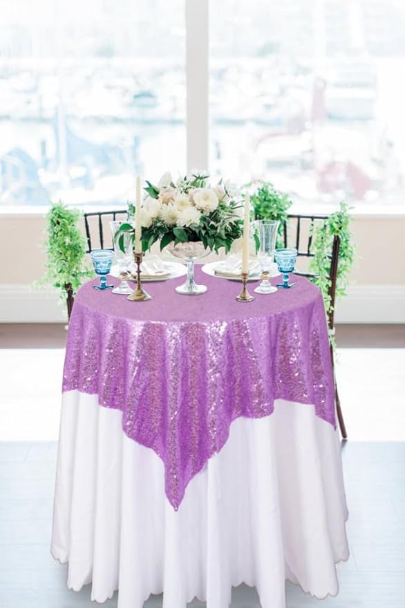 ShinyBeauty 36x36 Inch Sequin Tablecloth 2-Pack - Image 4