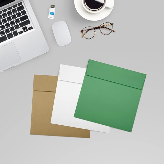 LUXPaper Square Invitation Envelopes | Peel & Press | 5" x 5" | Holiday Green | - Image 7