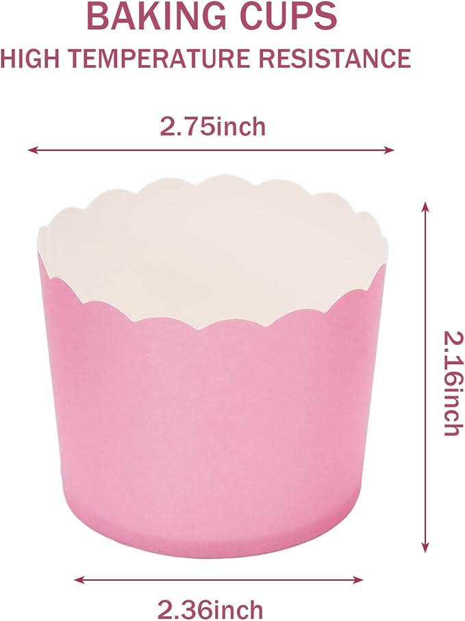Whaline 120Pcs Pink Paper Baking Cups Scalloped Edge Cupcake Wrappers Gradient - Image 2