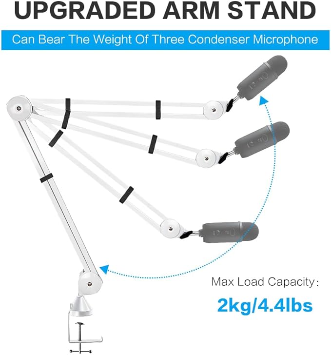 BOMGE Microphone Boom Arm Mic Stand Adjustable Clip Studio Suspension Scissor - Image 2