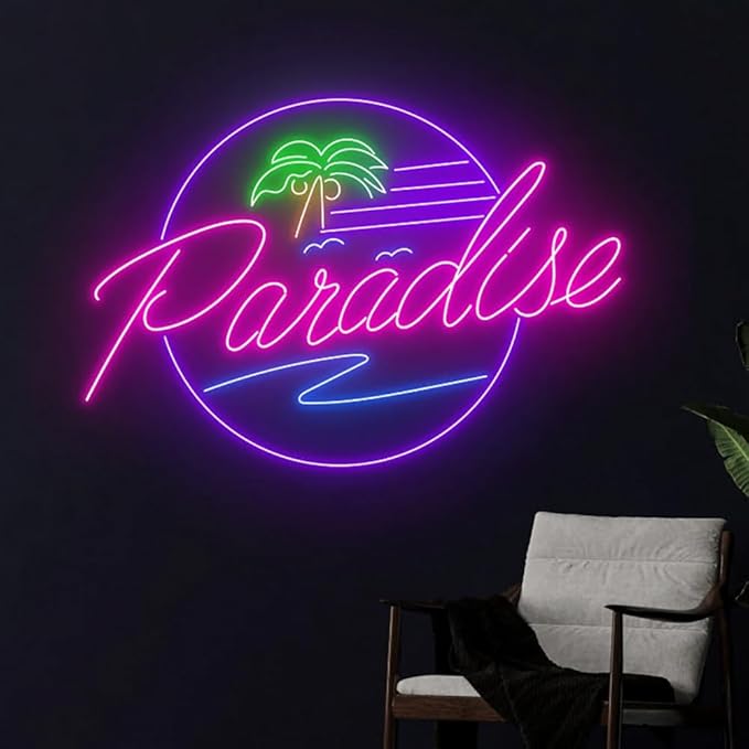 Paradise Ocean Waves Palm Tree Neon Sign, Beach Led Sign, Holiday Led Light - Image 3