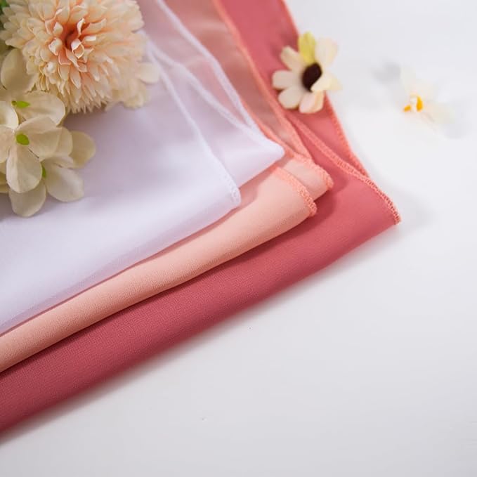 3 Panels Dusty Rose Arch Drapery 20Ft Chiffon Drapes Sheer Hanging - Image 4