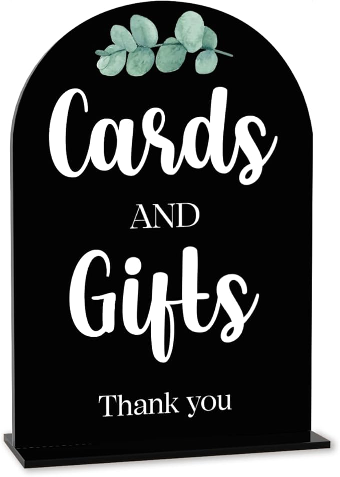 Black Cards and Gifts Sign for Wedding, Wedding Engagement Bridal Shower Baby by AASRR