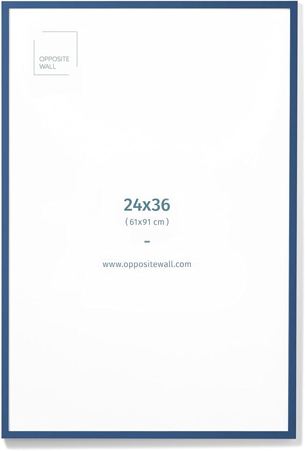 Opposite Wall - 24x36 in - Real Wood Blue Picture Frame - Lightweight, by OppositeWall