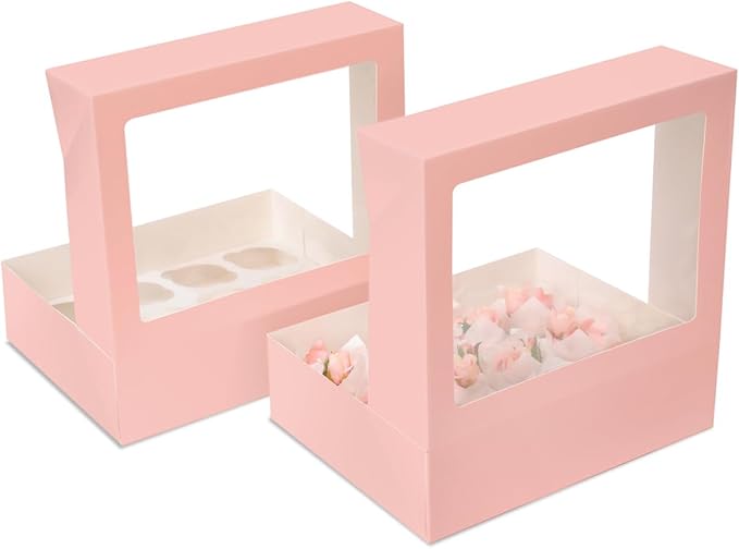 Bakepacker Auto-pop up 12 Cupcake Containers 6-Packs Pink Cupcakes Carrier - Image 4