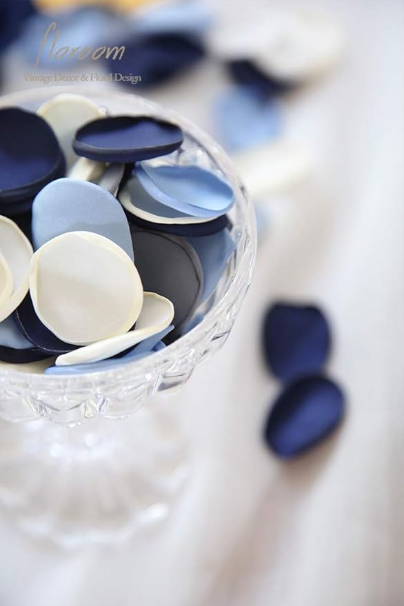 Floroom 300pcs Rose Petals Dusty Blue Navy Faux Silk Flower Petals - Image 5