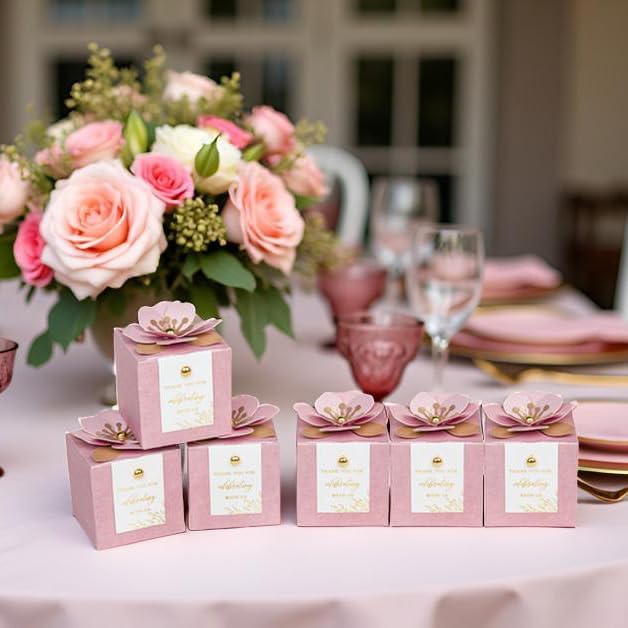 FEIYI 20 PCS Favor Boxes, 3 In 1 Dusty Rose Candy Boxes - Image 6