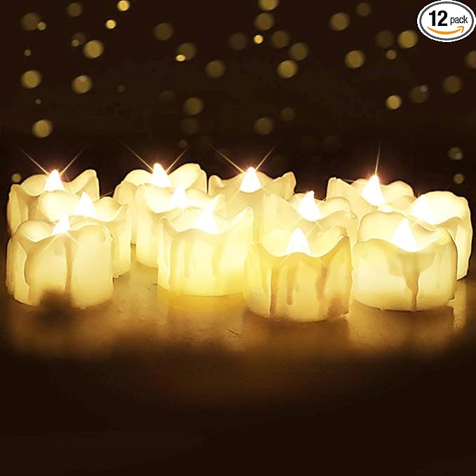 Homemory 12Pcs Timer Tea Lights, Flameless Flickering Auto Tea Lights Battery by Homemory