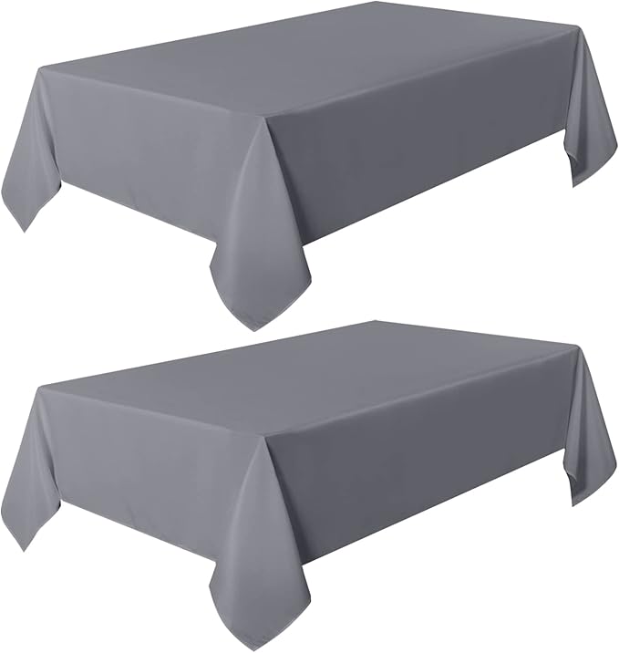 sancua 2 Pack Light Grey Tablecloth 60 x 84 Inch, Rectangle 4 Feet Table Cloth - Image 8