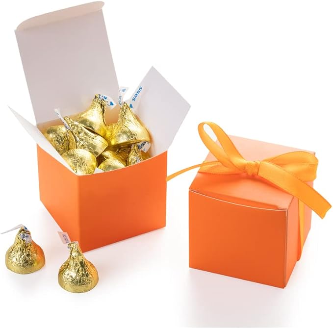AWELL Orange Gift Candy Box Bulk 2x2x2 inches by AWELL