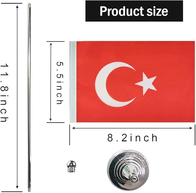 Turkey Flag Turkish Flags, Small Mini Turkish Desk Flag, Used - Image 2