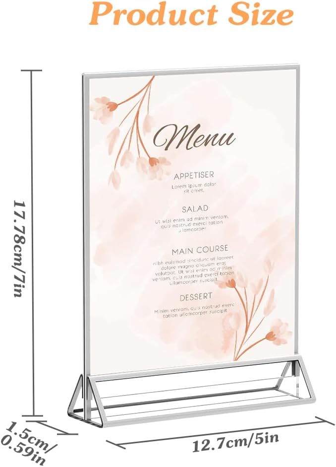 5X7 Acrylic Sign Holder 12 Pack, Double Sided Silver Picture Frames Clear - Image 2