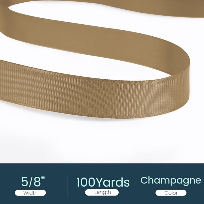 5/8" X 100 Yards Champagne Gold Grosgrain Ribbon, Premium Grosgrain Ribbon - Image 2