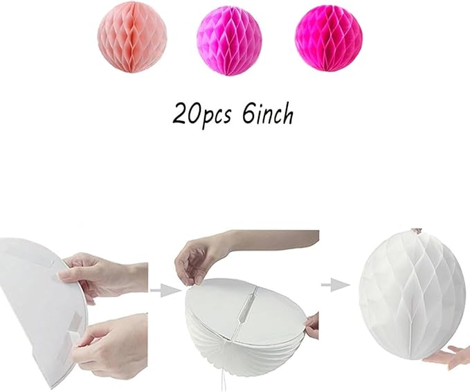 20pcs Honeycomb Flower Balls Party Honeycomb Balls Decoration Paper Flower - Image 2