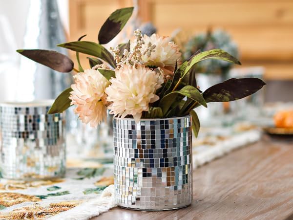 WDHODEC 6 Pcs Disco Vases Bulk Silver Mirror Disco Ball Flower Vase Glass - Image 2