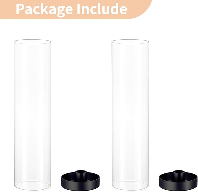 NUPTIO Hurricane Glass Candle Holders: 2 Pcs Black Candlestick Tapers Holder - Image 8