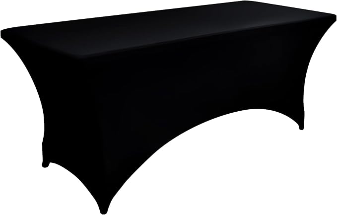 10-Pack 4ft Black Spandex Table Covers - Image 8