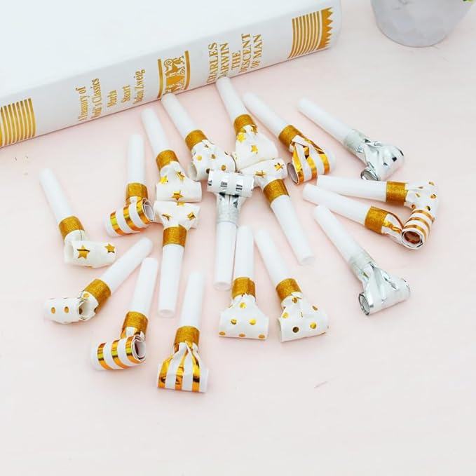 25pcs Party Blowers, Gilding Noisemakers Party Blowouts Squawkers Fringed Noise - Image 5