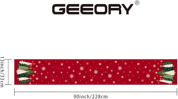 GEEORY Christmas Table Runner 13x90 Inch, Xmas Trees Snowflakes Holiday - Image 6