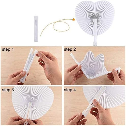 ZWIN 48 Pcs Heart Shaped Paper Fans - Image 6