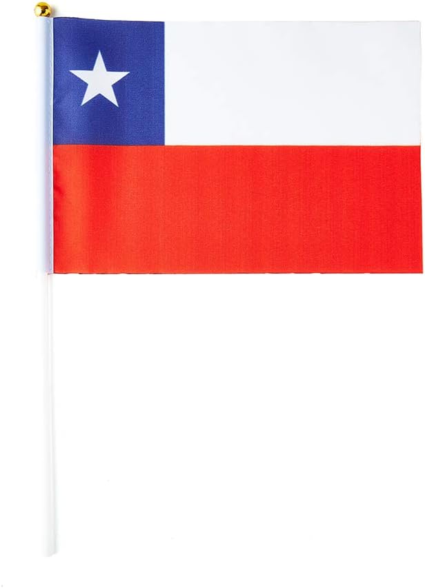 Chile Flag Chilean Flag, Small Mini Handheld Chile Flags on Stick - Image 2