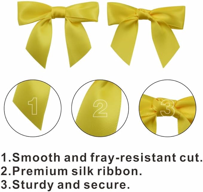 2.5" Hgzgch Yellow Satin Ribbon Bow - Image 3