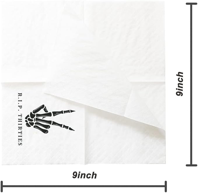 SharkBliss RIP Thirties Cocktail Napkins, 100 Pack RIP Thirties Death to My 30s - Image 3