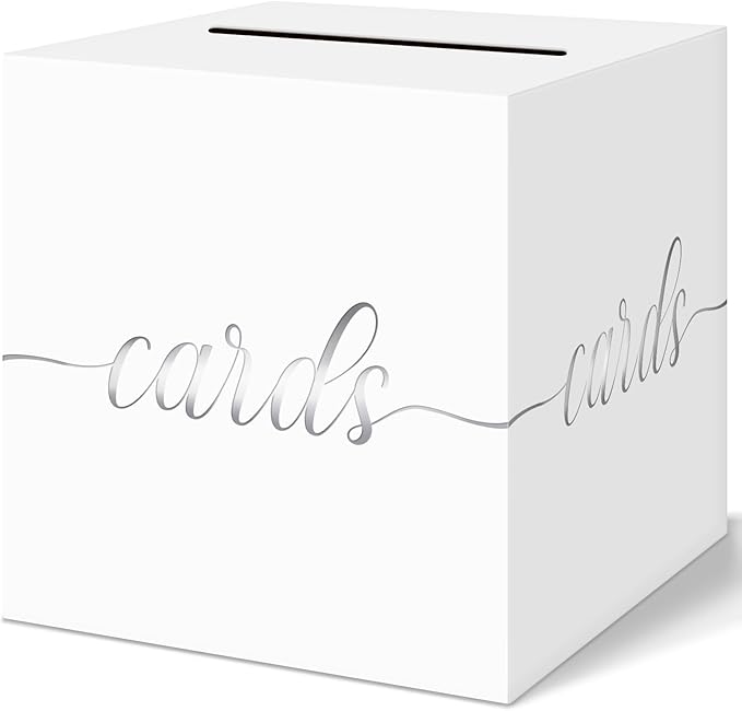 QIKSION White Wedding Card Box, Wedding Reception, Graduation, Baby Shower by QIKSION